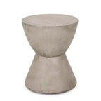 Table d'appoint d'extérieur en béton léger, design sculptural moderne, résistante aux intempéries et facile à déplacer pour patio, balcon ou jardin