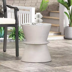 Table d'appoint d'extérieur en béton léger, design sculptural moderne, résistante aux intempéries et facile à déplacer pour patio, balcon ou jardin