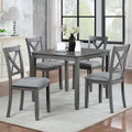 MAYEERTY 5-Piece Elegant Wooden Dining Table Set, Grey Modern Set for 4 for Kitchen Living Room