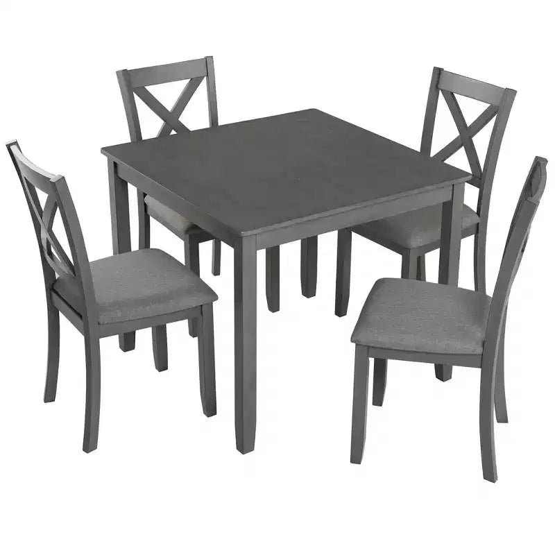 MAYEERTY Ensemble de salle à manger 5 pièces en bois élégant, ensemble moderne gris pour 4 personnes pour cuisine et salon