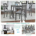 MAYEERTY Ensemble de salle à manger 5 pièces en bois élégant, ensemble moderne gris pour 4 personnes pour cuisine et salon