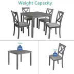 MAYEERTY Ensemble de salle à manger 5 pièces en bois élégant, ensemble moderne gris pour 4 personnes pour cuisine et salon