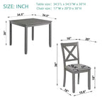 MAYEERTY Ensemble de salle à manger 5 pièces en bois élégant, ensemble moderne gris pour 4 personnes pour cuisine et salon
