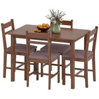 HOMCOM Ensemble table de salle à manger 5 pièces en bois massif pour 4, Table de cuisine de style campagnard avec chaises rembourrées pour petits espaces, Salle à manger