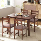 HOMCOM Ensemble table de salle à manger 5 pièces en bois massif pour 4, Table de cuisine de style campagnard avec chaises rembourrées pour petits espaces, Salle à manger