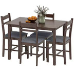 HOMCOM Ensemble table de salle à manger 5 pièces en bois massif pour 4, Table de cuisine de style campagnard avec chaises rembourrées pour petits espaces, Salle à manger