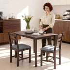 HOMCOM Ensemble table de salle à manger 5 pièces en bois massif pour 4, Table de cuisine de style campagnard avec chaises rembourrées pour petits espaces, Salle à manger