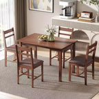HOMCOM Ensemble table de salle à manger 5 pièces en bois massif pour 4, Table de cuisine de style campagnard avec chaises rembourrées pour petits espaces, Salle à manger