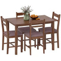 HOMCOM Ensemble table de salle à manger 5 pièces en bois massif pour 4, Table de cuisine de style campagnard avec chaises rembourrées pour petits espaces, Salle à manger