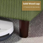 Dyonery Queen Lit plateforme tapissier avec tête de lit capitonnée à oreilles de 130 cm de haut, pieds en bois massif, aucun sommier tapissier requis, lin beige, style moderne