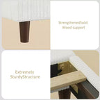 Dyonery Queen Lit plateforme tapissier avec tête de lit capitonnée à oreilles de 130 cm de haut, pieds en bois massif, aucun sommier tapissier requis, lin beige, style moderne