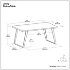 Table à manger rectangulaire industrielle moderne Mitchell 66 x 40 pouces