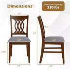 Costway Lot de 2 chaises de salle à manger avec assise rembourrée, dossier ajouré et cadre en bois d'hévéa