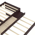 Lit plate-forme Bellemave avec lit gigogne et 2 tiroirs, cadre de lit plate-forme en bois massif avec multiprise pour chambres à coucher