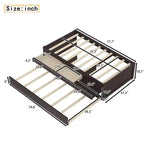 Lit plate-forme Bellemave avec lit gigogne et 2 tiroirs, cadre de lit plate-forme en bois massif avec multiprise pour chambres à coucher