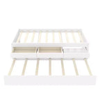 Lit plate-forme Bellemave avec lit gigogne et 2 tiroirs, cadre de lit plate-forme en bois massif avec multiprise pour chambres à coucher