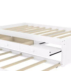 Lit plate-forme Bellemave avec lit gigogne et 2 tiroirs, cadre de lit plate-forme en bois massif avec multiprise pour chambres à coucher