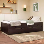 Lit plate-forme Bellemave avec lit gigogne et 2 tiroirs, cadre de lit plate-forme en bois massif avec multiprise pour chambres à coucher