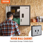 Armoire murale pliante en métal VIYET 26 - Noire, étagère réglable, porte magnétique, charge 109 kg