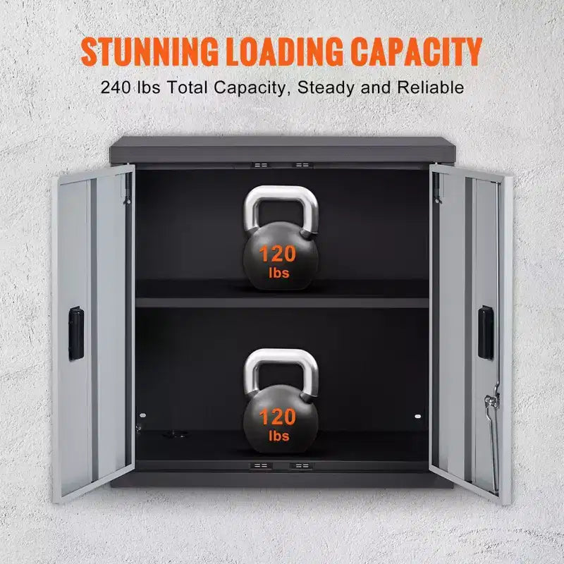 Armoire murale pliante en métal VIYET 26 - Noire, étagère réglable, porte magnétique, charge 109 kg