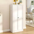 5-Tier White Steel Pantry Storage Cabinet with 2 Doors 4 Adjustable Shelves, Tall Metal Cabinets Heavy Duty Freestanding Utility Cabinet