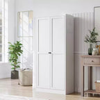 Armoire de rangement de garde-manger en acier blanc à 5 niveaux avec 2 portes et 4 étagères réglables, armoire utilitaire autoportante robuste en métal