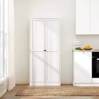 Armoire de rangement de garde-manger en acier blanc à 5 niveaux avec 2 portes et 4 étagères réglables, armoire utilitaire autoportante robuste en métal
