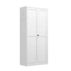 Armoire de rangement de garde-manger en acier blanc à 5 niveaux avec 2 portes et 4 étagères réglables, armoire utilitaire autoportante robuste en métal