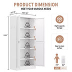 Armoire de rangement de garde-manger en acier blanc à 5 niveaux avec 2 portes et 4 étagères réglables, armoire utilitaire autoportante robuste en métal