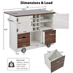 Desserte de cuisine roulante 54 Farmhouse avec abattant, îlot de rangement de cuisine mobile avec grandes roues pour cuisine ou salle à manger-Panipeachy