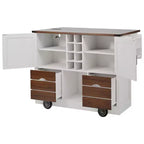 Desserte de cuisine roulante 54 Farmhouse avec abattant, îlot de rangement de cuisine mobile avec grandes roues pour cuisine ou salle à manger-Panipeachy