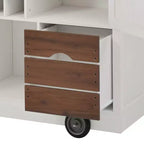 Desserte de cuisine roulante 54 Farmhouse avec abattant, îlot de rangement de cuisine mobile avec grandes roues pour cuisine ou salle à manger-Panipeachy