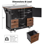 Desserte de cuisine roulante 54 Farmhouse avec abattant, îlot de rangement de cuisine mobile avec grandes roues pour cuisine ou salle à manger-Panipeachy