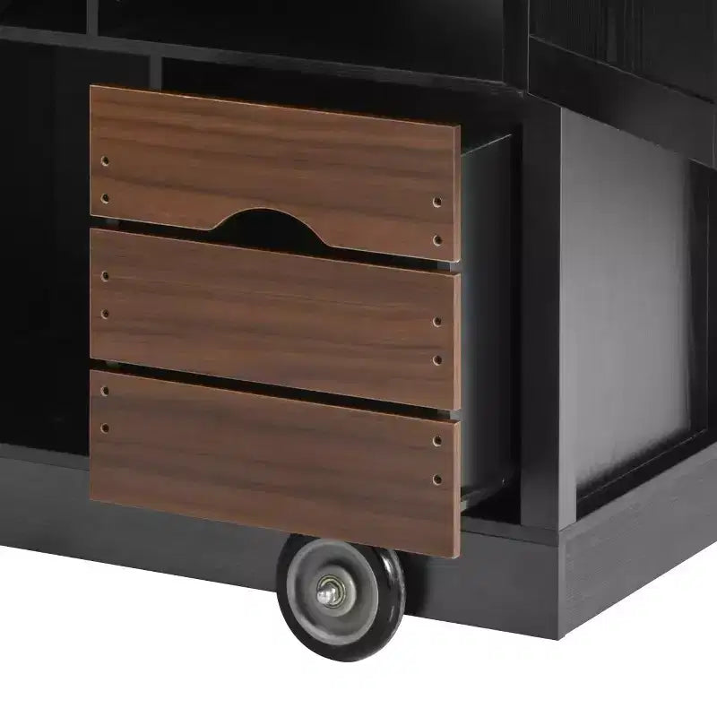 Desserte de cuisine roulante 54 Farmhouse avec abattant, îlot de rangement de cuisine mobile avec grandes roues pour cuisine ou salle à manger-Panipeachy