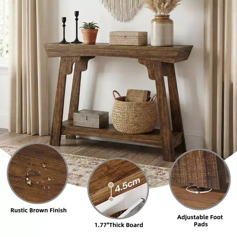 Table console de ferme MAYEERTY de 41 pouces, table d'entrée de canapé à 2 niveaux avec étagère de rangement