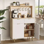 Meuble de Rangement Buffet avec Espace de Rangement, Petit Buffet Moderne avec Étagères Réglables et 2 Tiroirs, Table Console Buffet en Bois pour Salle à Manger