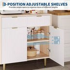 Meuble de Rangement Buffet avec Espace de Rangement, Petit Buffet Moderne avec Étagères Réglables et 2 Tiroirs, Table Console Buffet en Bois pour Salle à Manger