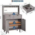Meuble de Rangement Buffet avec Espace de Rangement, Petit Buffet Moderne avec Étagères Réglables et 2 Tiroirs, Table Console Buffet en Bois pour Salle à Manger