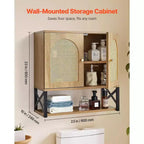 Meuble de rangement mural de salle de bain avec 2 portes, étagère réglable et compartiment ouvert, blanc