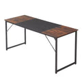 VEVOR Computer Desk, 63 Inch Office Gaming Desk for Home Office,Writing Study Work Modern Simple Table with Metal Frame for Large Legroom,Brown+Black