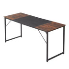 VEVOR Computer Desk, 63 Inch Office Gaming Desk for Home Office,Writing Study Work Modern Simple Table with Metal Frame for Large Legroom,Brown+Black