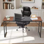 Bureau d'ordinateur VEVOR, bureau de jeu de 160 cm pour bureau à domicile, table d'étude moderne et simple avec cadre métallique pour un grand espace pour les jambes, marron + noir