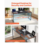 Bureau d'ordinateur VEVOR, bureau de jeu de 160 cm pour bureau à domicile, table d'étude moderne et simple avec cadre métallique pour un grand espace pour les jambes, marron + noir