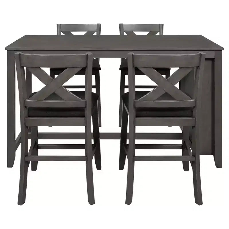 Ensemble de salle à manger 5 pièces à hauteur de comptoir pour 4 personnes, ensemble table de bar et 4 chaises en bois de style rustique pour salle à manger