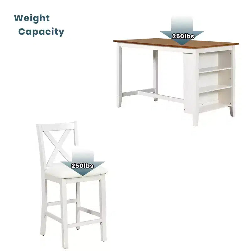 Ensemble de salle à manger 5 pièces à hauteur de comptoir pour 4 personnes, ensemble table de bar et 4 chaises en bois de style rustique pour salle à manger