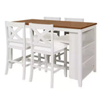 Ensemble de salle à manger 5 pièces à hauteur de comptoir pour 4 personnes, ensemble table de bar et 4 chaises en bois de style rustique pour salle à manger