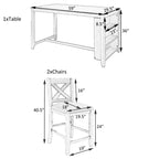 Ensemble de salle à manger 5 pièces à hauteur de comptoir pour 4 personnes, ensemble table de bar et 4 chaises en bois de style rustique pour salle à manger