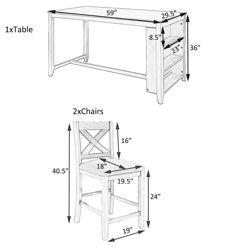 Ensemble de salle à manger 5 pièces à hauteur de comptoir pour 4 personnes, ensemble table de bar et 4 chaises en bois de style rustique pour salle à manger