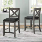 Ensemble de salle à manger 5 pièces à hauteur de comptoir pour 4 personnes, ensemble table de bar et 4 chaises en bois de style rustique pour salle à manger