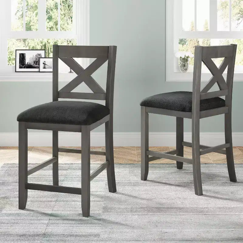 Ensemble de salle à manger 5 pièces à hauteur de comptoir pour 4 personnes, ensemble table de bar et 4 chaises en bois de style rustique pour salle à manger